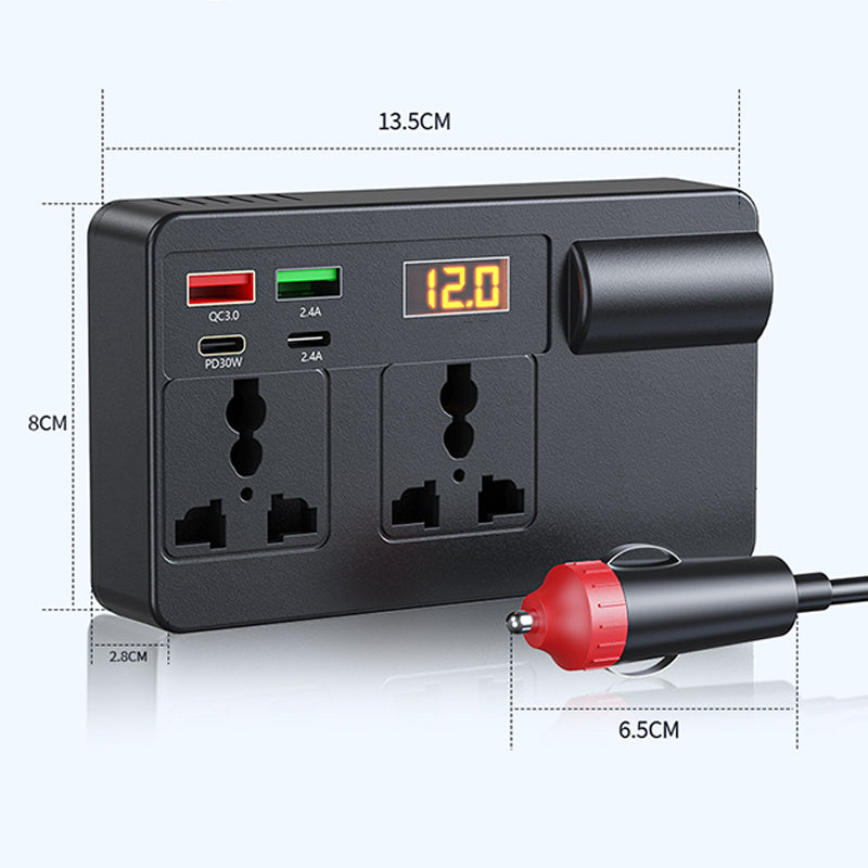 ⚡🔋Draagbare auto-omvormer 12V/24V naar 220V met digitaal display