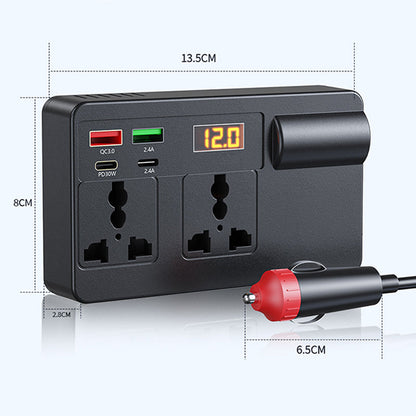 ⚡🔋Draagbare auto-omvormer 12V/24V naar 220V met digitaal display
