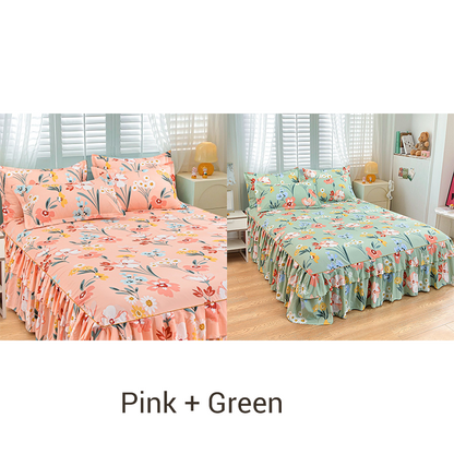 🛏️ 3-Piece Ruffled Bed Skirt Set – Elegant Design, Easy Fit & Complete Coverage 🛌