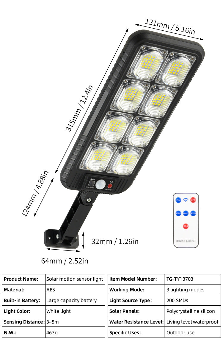 SolarBright™ 800W Solar LED Verlichtingssysteem - Draadloos & Bewegingssensor met 16 Uur Werktijd