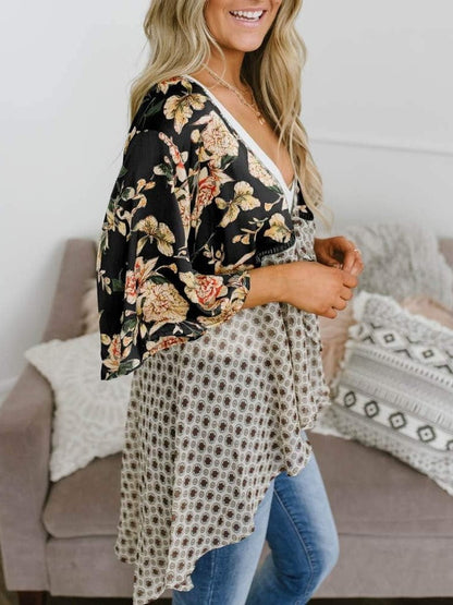 🔥Summer Hot Sale-50% Off!!✨Women's Floral Kimono Ruffle Sleeve Tie Cardigans Flowy Boho Loose Cover Ups