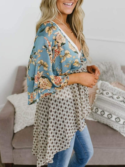 🔥Summer Hot Sale-50% Off!!✨Women's Floral Kimono Ruffle Sleeve Tie Cardigans Flowy Boho Loose Cover Ups