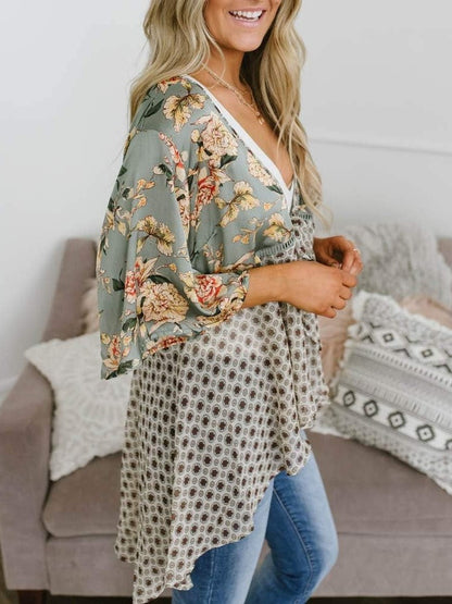 🔥Summer Hot Sale-50% Off!!✨Women's Floral Kimono Ruffle Sleeve Tie Cardigans Flowy Boho Loose Cover Ups