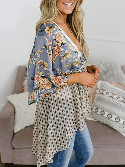 🔥Summer Hot Sale-50% Off!!✨Women's Floral Kimono Ruffle Sleeve Tie Cardigans Flowy Boho Loose Cover Ups