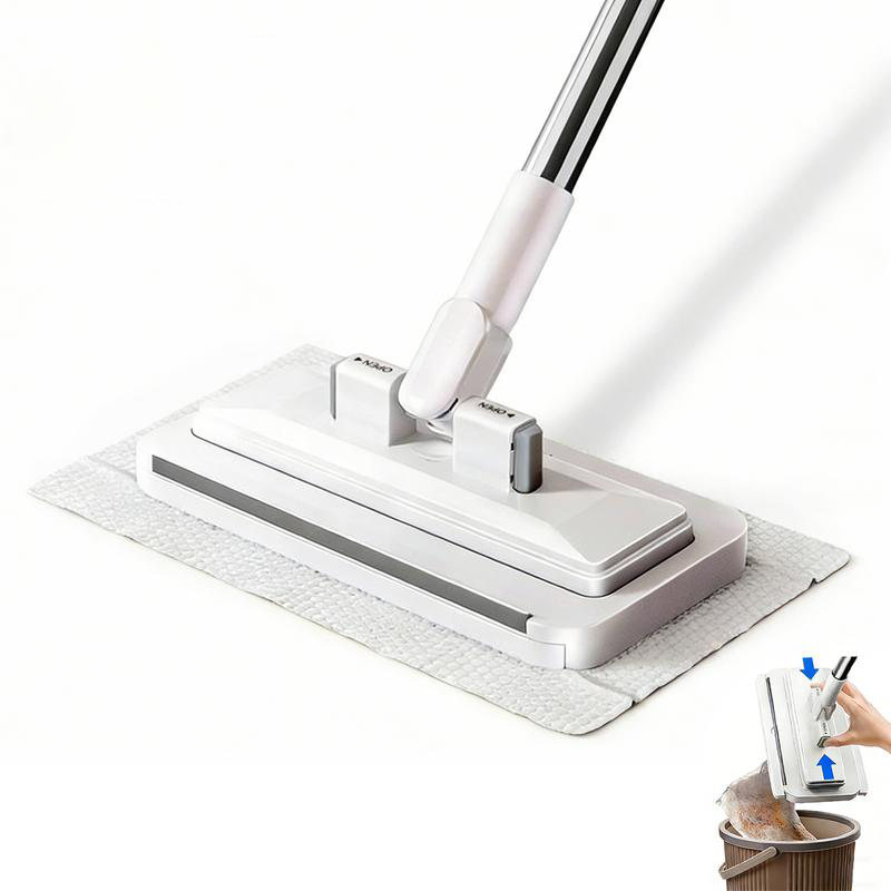 🧹  50% OFF! ✨ Hands-Free Flat Mop – Shark-Tooth Grip, Universal Cloths, Telescopic 🪥