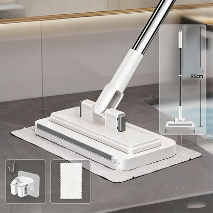 🧹  50% OFF! ✨ Hands-Free Flat Mop – Shark-Tooth Grip, Universal Cloths, Telescopic 🪥