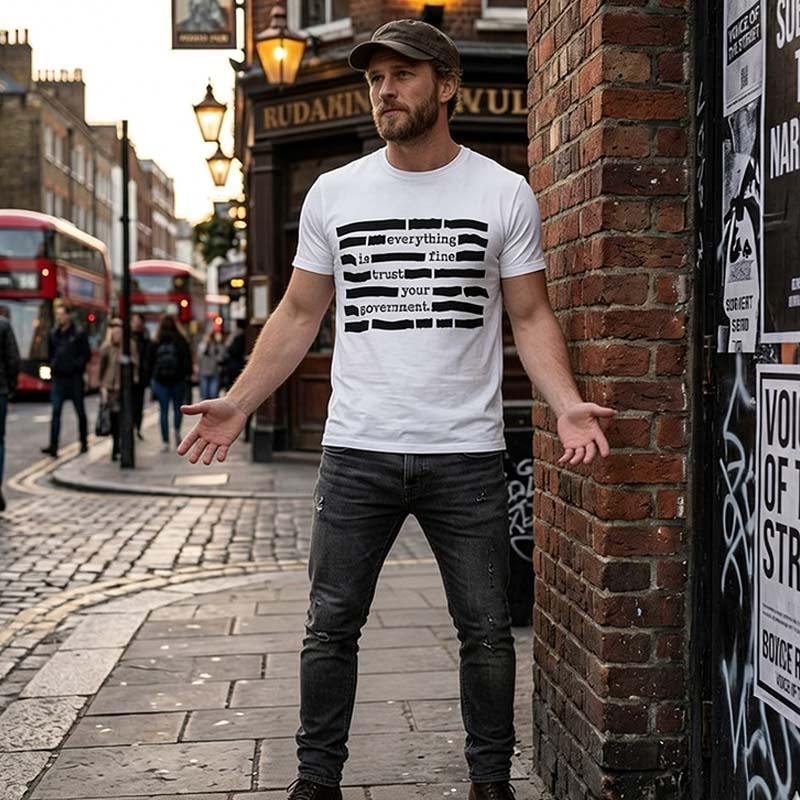 📢📢 50% KORTING ⏰ Satirisch T-shirt "Vertrouw op je regering"