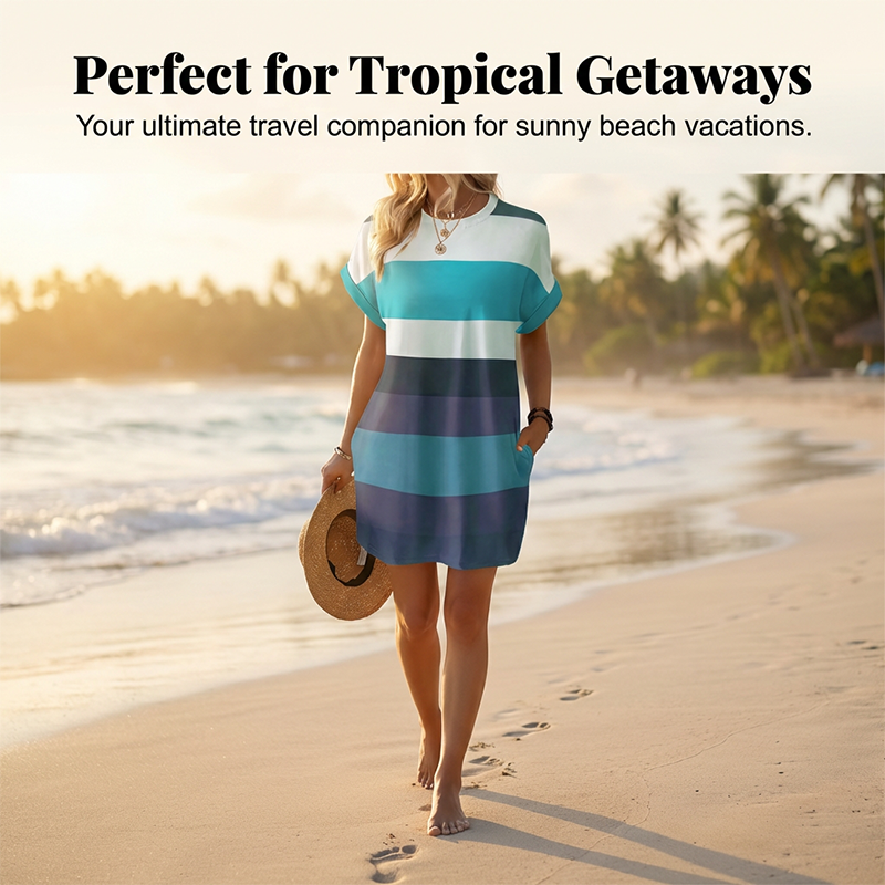 👗 LIMITED-TIME 50% OFF! ✨ Striped Midi Dress 🍀– Pockets, Loose Fit, Vacation, Casual ✨