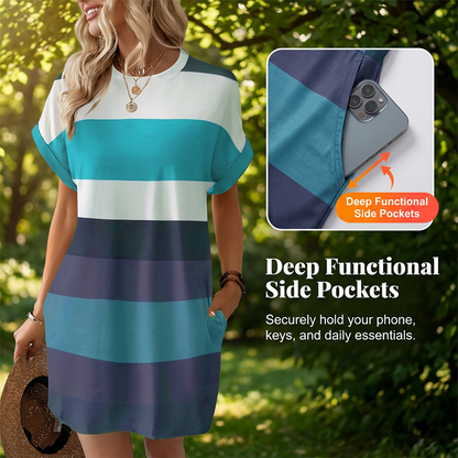👗 LIMITED-TIME 50% OFF! ✨ Striped Midi Dress 🍀– Pockets, Loose Fit, Vacation, Casual ✨