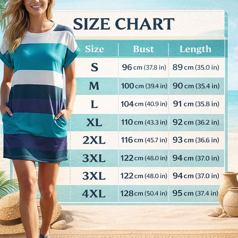 👗 LIMITED-TIME 50% OFF! ✨ Striped Midi Dress 🍀– Pockets, Loose Fit, Vacation, Casual ✨