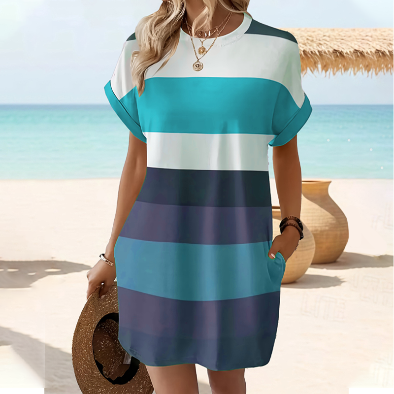👗 LIMITED-TIME 50% OFF! ✨ Striped Midi Dress 🍀– Pockets, Loose Fit, Vacation, Casual ✨