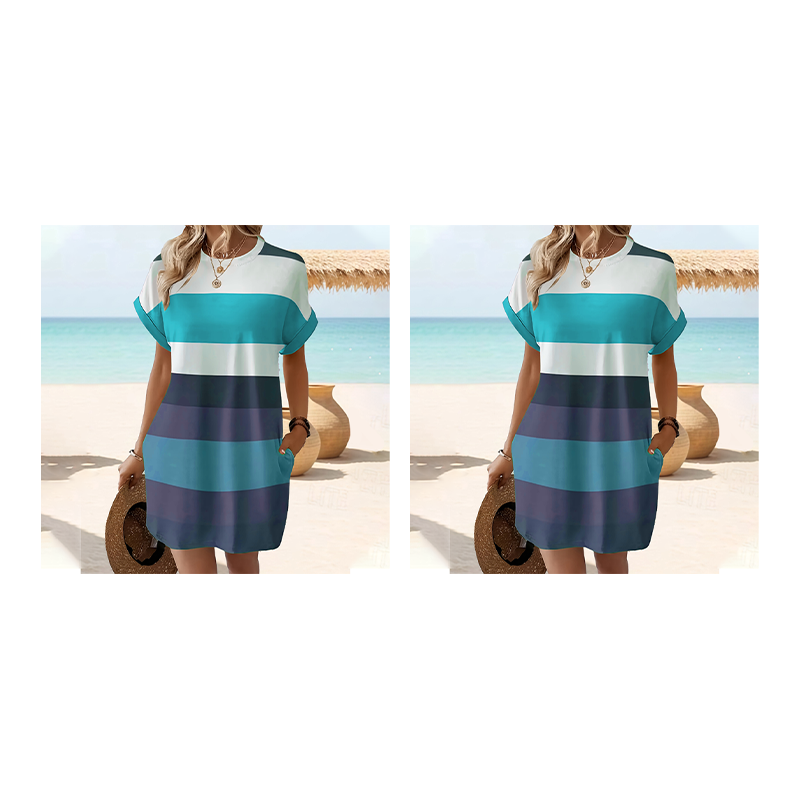 👗 LIMITED-TIME 50% OFF! ✨ Striped Midi Dress 🍀– Pockets, Loose Fit, Vacation, Casual ✨