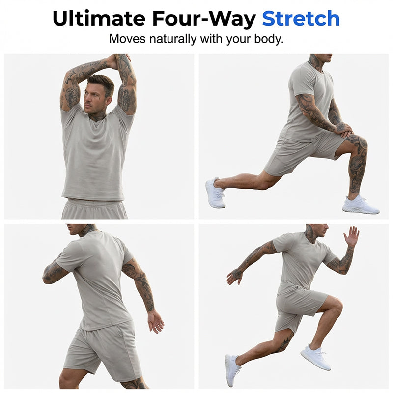 🔥LIMITED TIME 50% OFF!🔥 Men's Athletic T-Shirt & Shorts 2-Piece Set 💪 The Ultimate Men's Fitness Set🏋️‍♂️