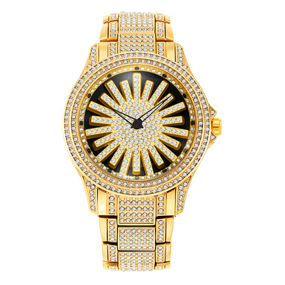 🔥2026 New Arrival ＆ Hot Sale🔥 Men's Iced-Out Watch with Rotating Dial – Sparkling Crystals, Precise Quartz & Butterfly Clasp ✨