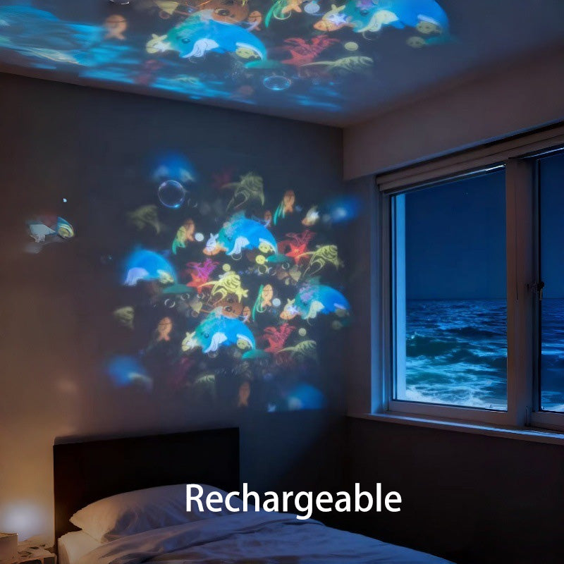 🔥LED Starry Ocean Projector – 360° Rotating Night Light with Sky & Ocean Waves 🌌🌊 | USB Mood Lamp for Bedroom & Kids’ Room 💤