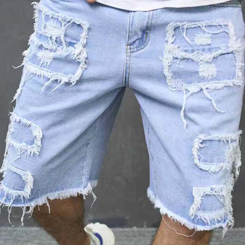 🎁New Arrival 48% OFF💥 Men's Ripped Denim Shorts with Frayed Details