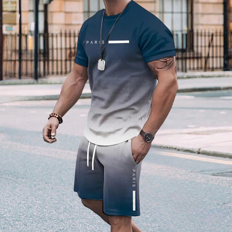 🔥LIMITED TIME 70% OFF!🔥 🏖️Summer Cool Deal: ONLY ￡15.99!!😎Men's Gradient Color T-Shirt & Shorts Set