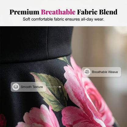 🌸Elegante, mouwloze midi-jurk in A-lijn model met bloemenprint👗❤️