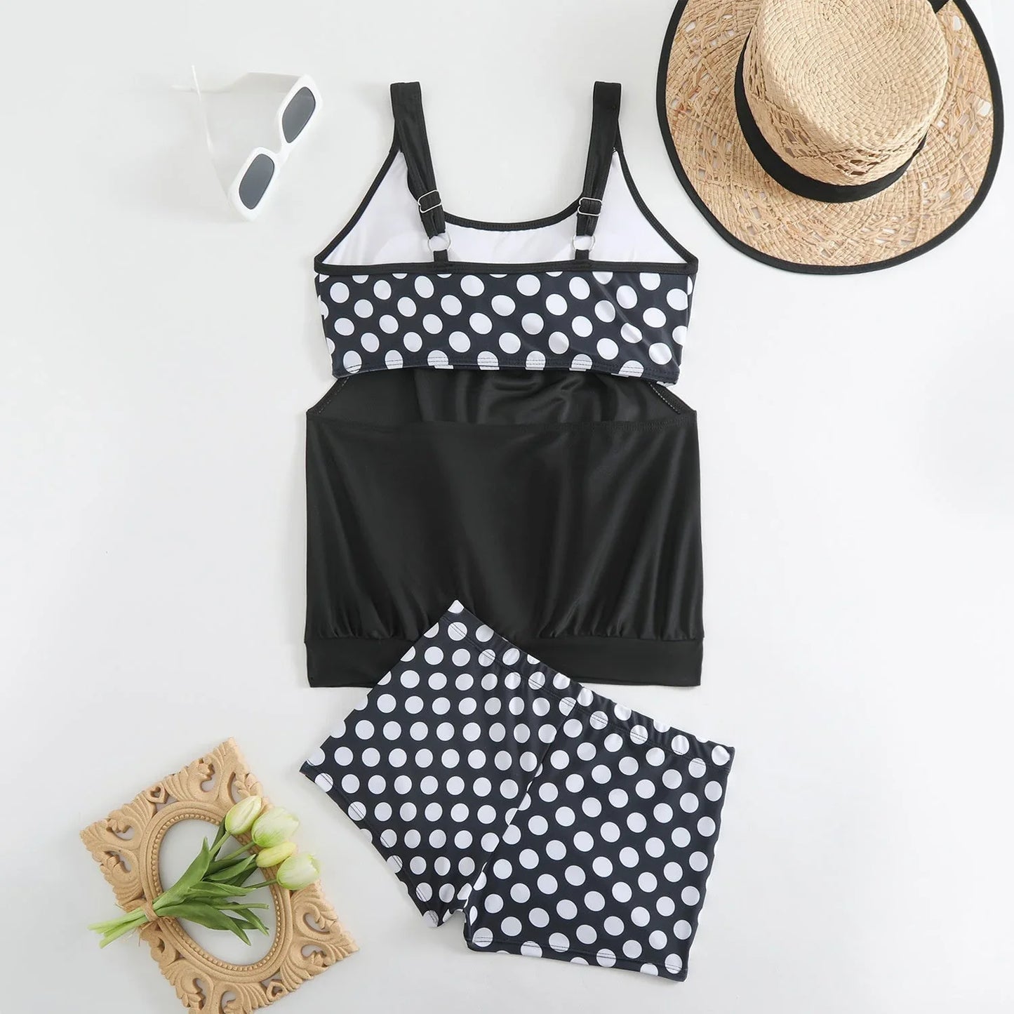 🎁⏰Dames Tweedelig Polkadot Zwempak