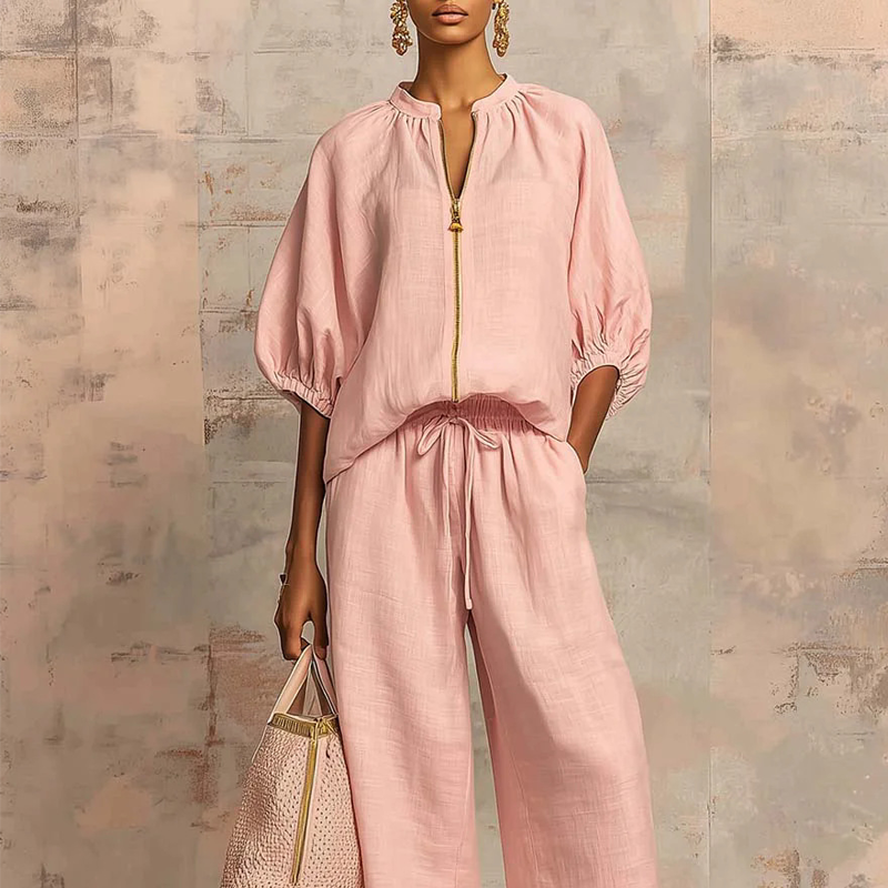 👘🌸LIMITED TIME 50% OFF!🍒50K+ SOLD! 🌸Women's Solid Color 2-Piece Casual Tracksuit Set