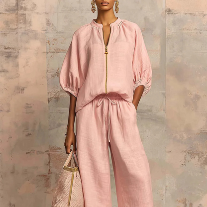 👘🌸LIMITED TIME 50% OFF!🍒50K+ SOLD! 🌸Women's Solid Color 2-Piece Casual Tracksuit Set