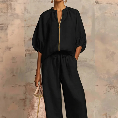 👘🌸LIMITED TIME 50% OFF!🍒50K+ SOLD! 🌸Women's Solid Color 2-Piece Casual Tracksuit Set