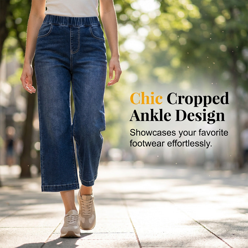 🥳SUMMER HOT SALE🥳💞50K+ SOLD!💥50% OFF! 🔥Women's Pull-On Wide-Leg Cropped Denim Jeans