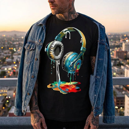 🔥 50% OFF🔥Colorful Dripping Paint Headphone T-Shirt