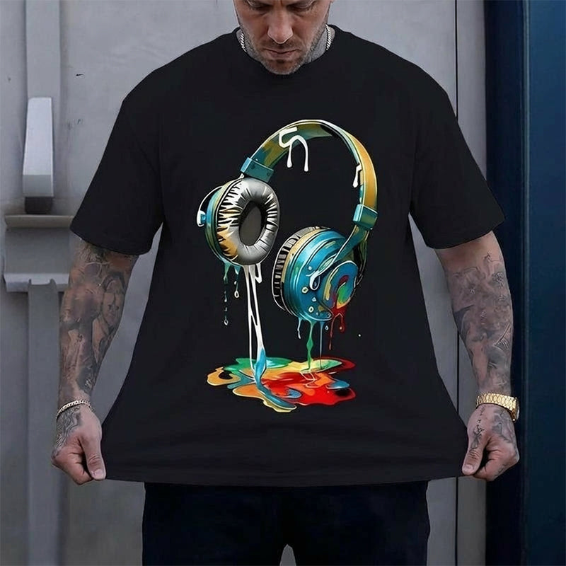 🔥 50% OFF🔥Colorful Dripping Paint Headphone T-Shirt