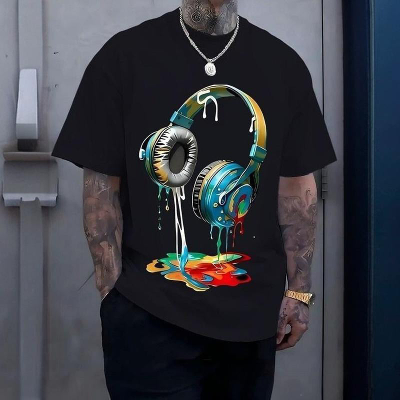 🔥 50% OFF🔥Colorful Dripping Paint Headphone T-Shirt