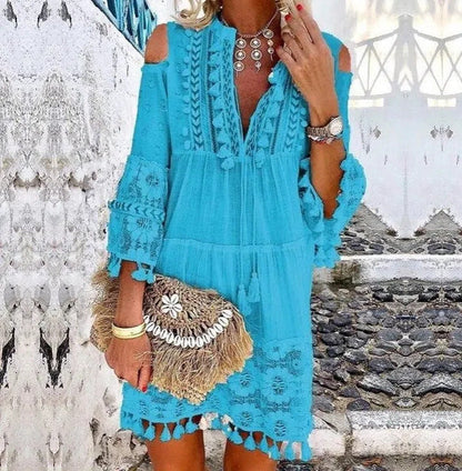 🥳SUMMER HOT SALE🥳💥50% OFF! 🔥Women's Loose Cotton Linen Embroidered Dress🌸👗
