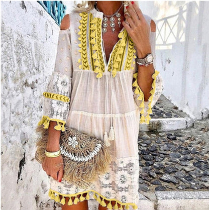 🥳SUMMER HOT SALE🥳💥50% OFF! 🔥Women's Loose Cotton Linen Embroidered Dress🌸👗