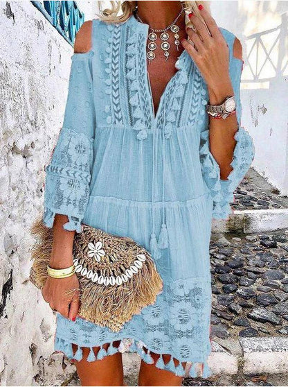 🥳SUMMER HOT SALE🥳💥50% OFF! 🔥Women's Loose Cotton Linen Embroidered Dress🌸👗