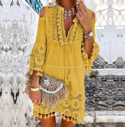 👗Women's Loose Cotton Linen Embroidered Dress🌸