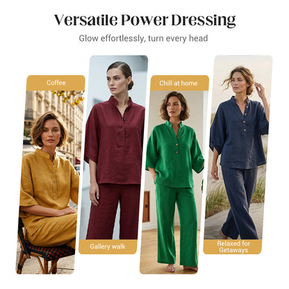 ⏰🔥LIMITED TIME 50% OFF!🔥50K+ SOLD!    Women's Stand-Up Collar Top & Wide-Leg Pants Set