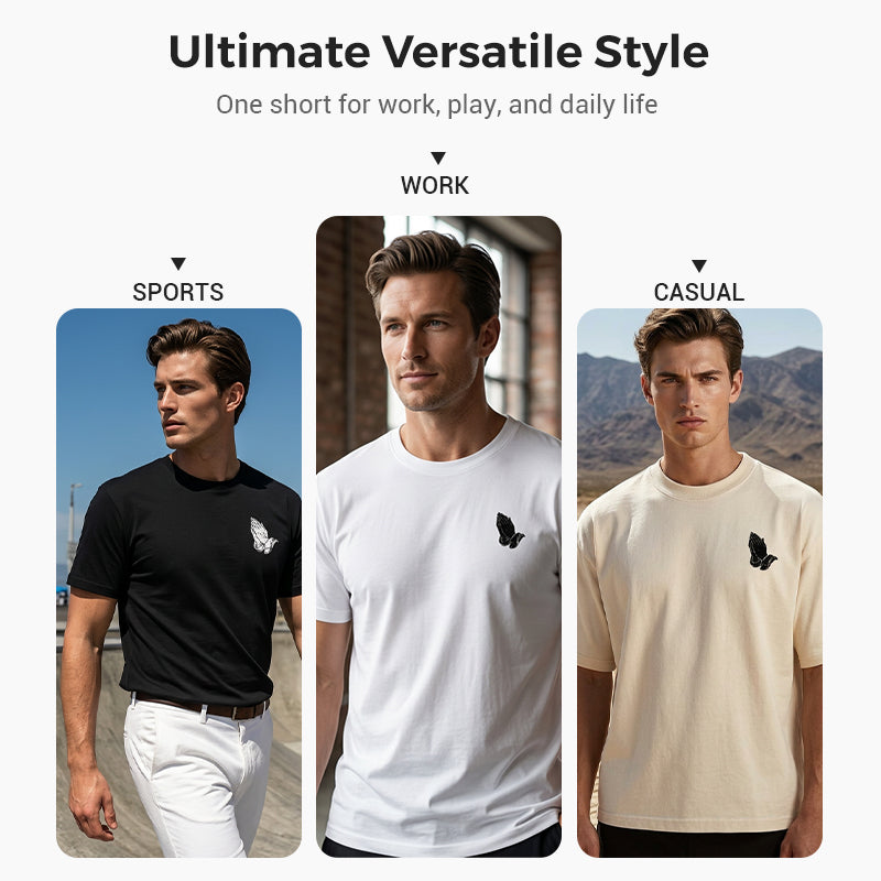 🔥2026 New Arrival ＆ Hot Sale ＆ 50％ Off🔥Men's Praying Hands Graphic Tee – Cotton, Casual, Symbolic, Versatile ✨