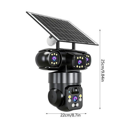 📢📢50% KORTING⏰6K 9MP wifi-beveiligingscamera voor buiten | 10x zoom, 3 lenzen, 360° PTZ | IP66 waterdicht, kleurennachtzicht, tweeweg audio, bewegingsdetectie