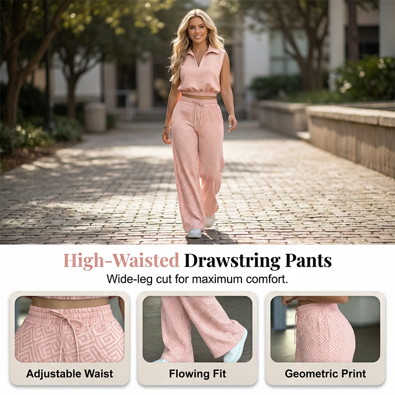 🎁2026 New Arrivals 48% OFF💥 👚 1 Top + 👖 1 Pants 💷 Just £15.50 each  🌸Women's Two-Piece Lounge Set with Drawstring Pants