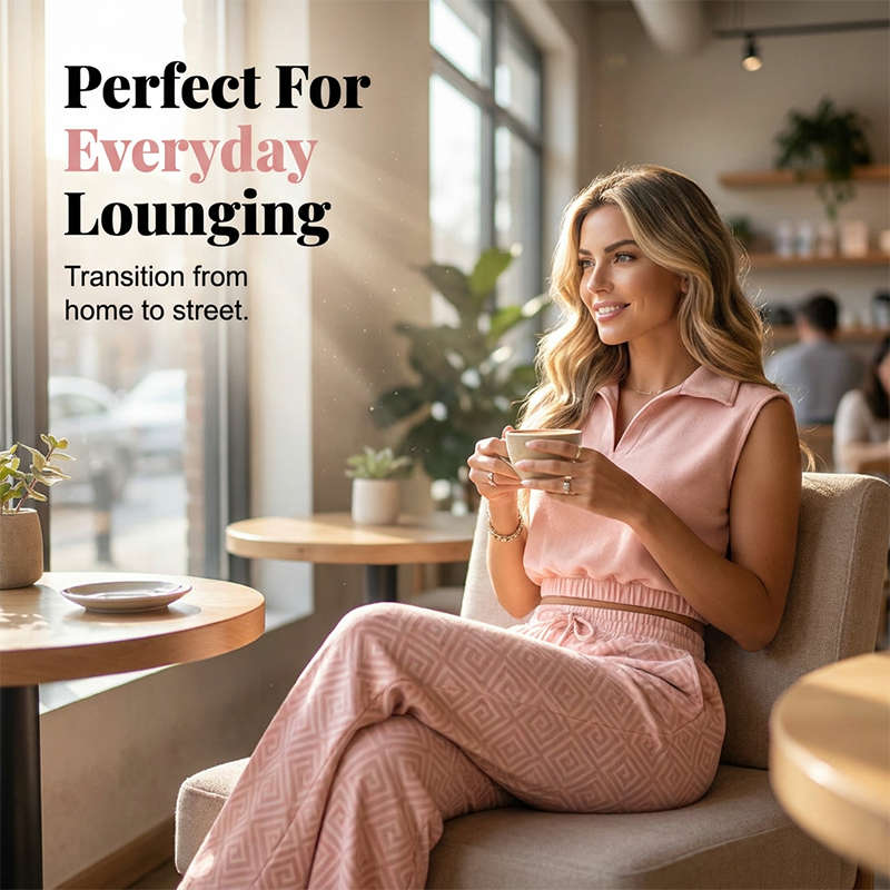 🎁2026 New Arrivals 48% OFF💥 👚 1 Top + 👖 1 Pants 💷 Just £15.50 each  🌸Women's Two-Piece Lounge Set with Drawstring Pants