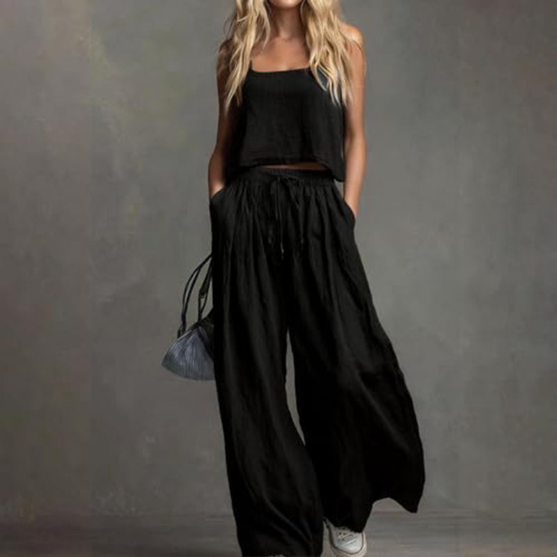 📢📢50% OFF !! ⏰Women's Crop Top & Wide-Leg Pants 2-Piece Set
