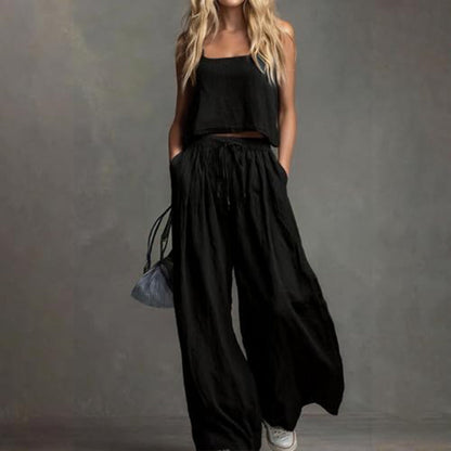 📢📢50% OFF !! ⏰Women's Crop Top & Wide-Leg Pants 2-Piece Set