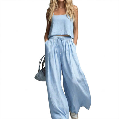 📢📢50% OFF !! ⏰Women's Crop Top & Wide-Leg Pants 2-Piece Set