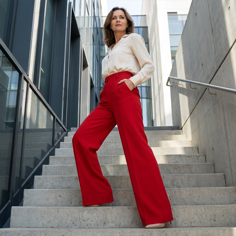 ✨ 50% OFF High-Waist Wide-Leg Trousers – Slimming Waistline, Flowing Silhouette & Office-to-Evening Comfort