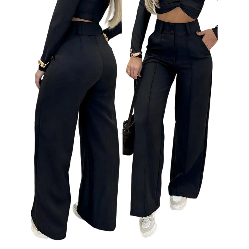 ✨ 50% OFF High-Waist Wide-Leg Trousers – Slimming Waistline, Flowing Silhouette & Office-to-Evening Comfort