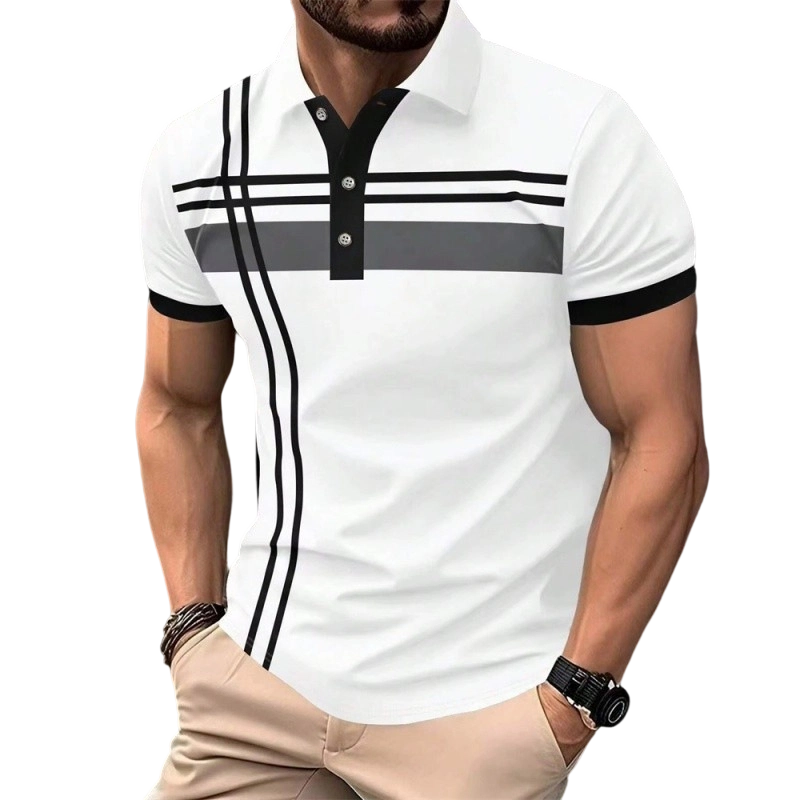 💐50% OFF! Men’s Collared Striped Top – Stylish for Office or Vacation 🏖️💼【Limited Stock】