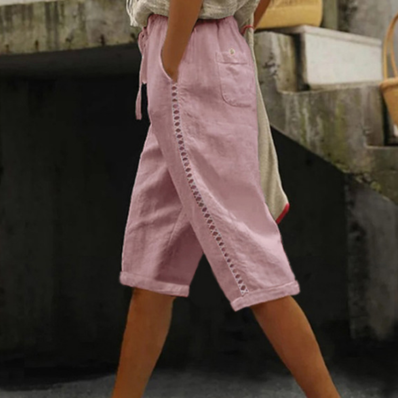 ☀️👖 Zomerbroek in caprilengte voor dames met kanten details 🧵🌸