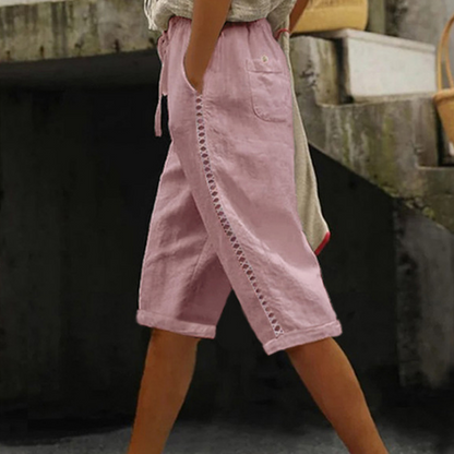 ☀️👖 Zomerbroek in caprilengte voor dames met kanten details 🧵🌸