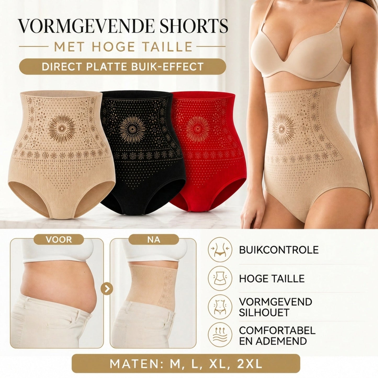 💞 Vormgevende Shorts met Hoge Taille – Comfortabel & Flatterend Effect ✨