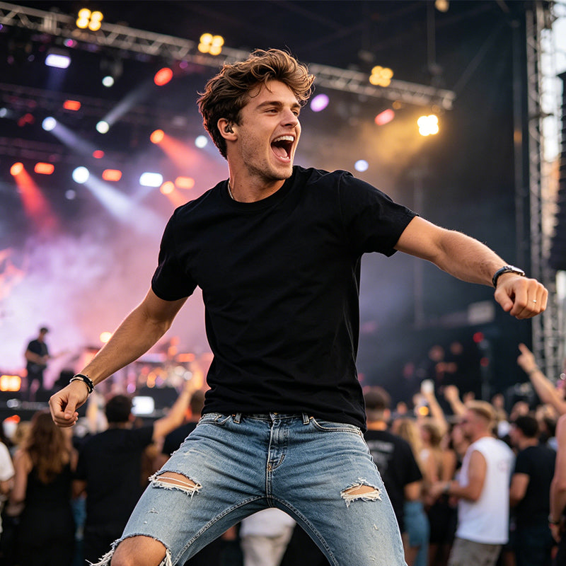 Heren Klassiek T-shirt met Ronde Hals