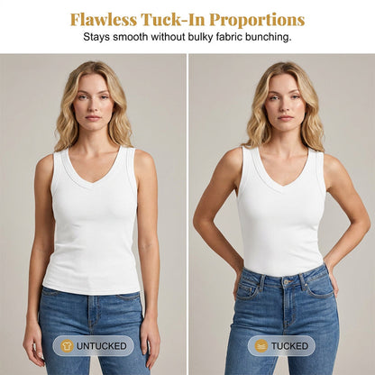⏰🎁Dames tanktop met V-hals en ribbels